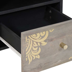 TV-Schrank Grau Mango Massivholz 70 cm