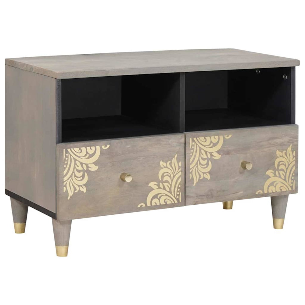 TV-Schrank Grau Mango Massivholz 70 cm