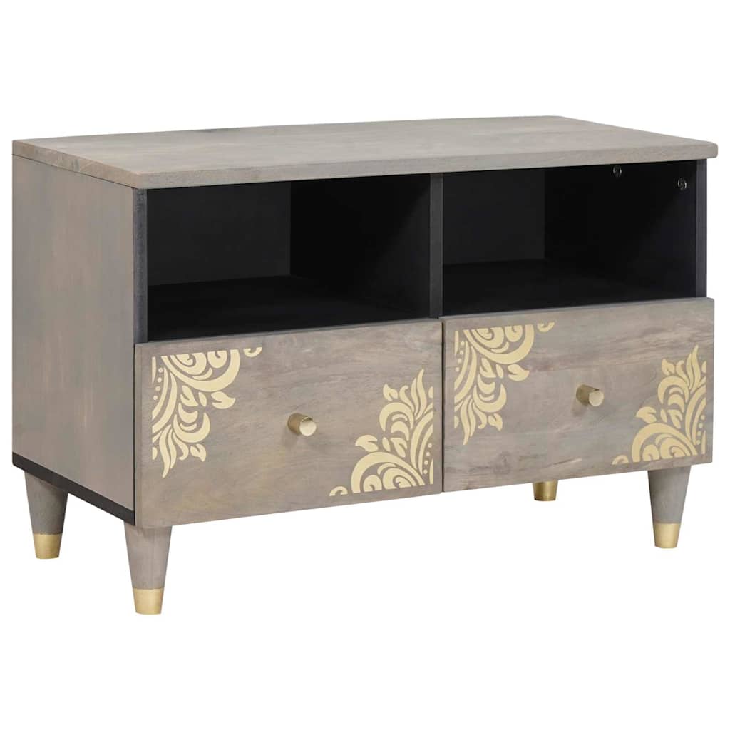 TV-Schrank Grau Mango Massivholz 70 cm
