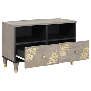 TV-Schrank Grau Mango Massivholz 70 cm