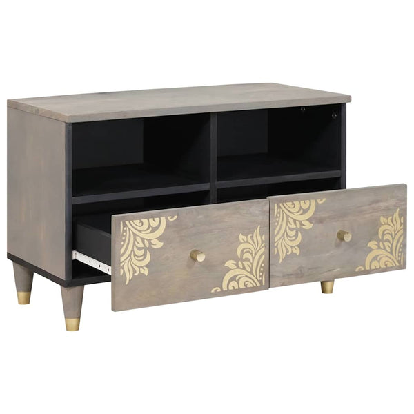 TV-Schrank Grau Mango Massivholz 70 cm