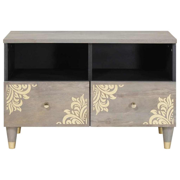 TV-Schrank Grau Mango Massivholz 70 cm