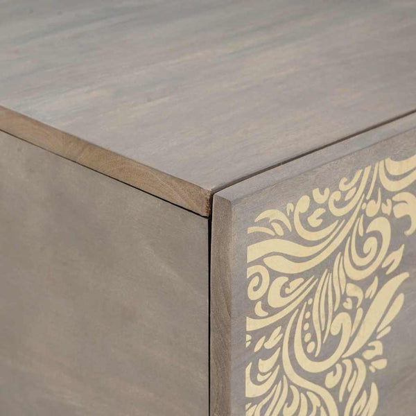 Grauer Couchtisch Mango Massivholz 100x54 cm