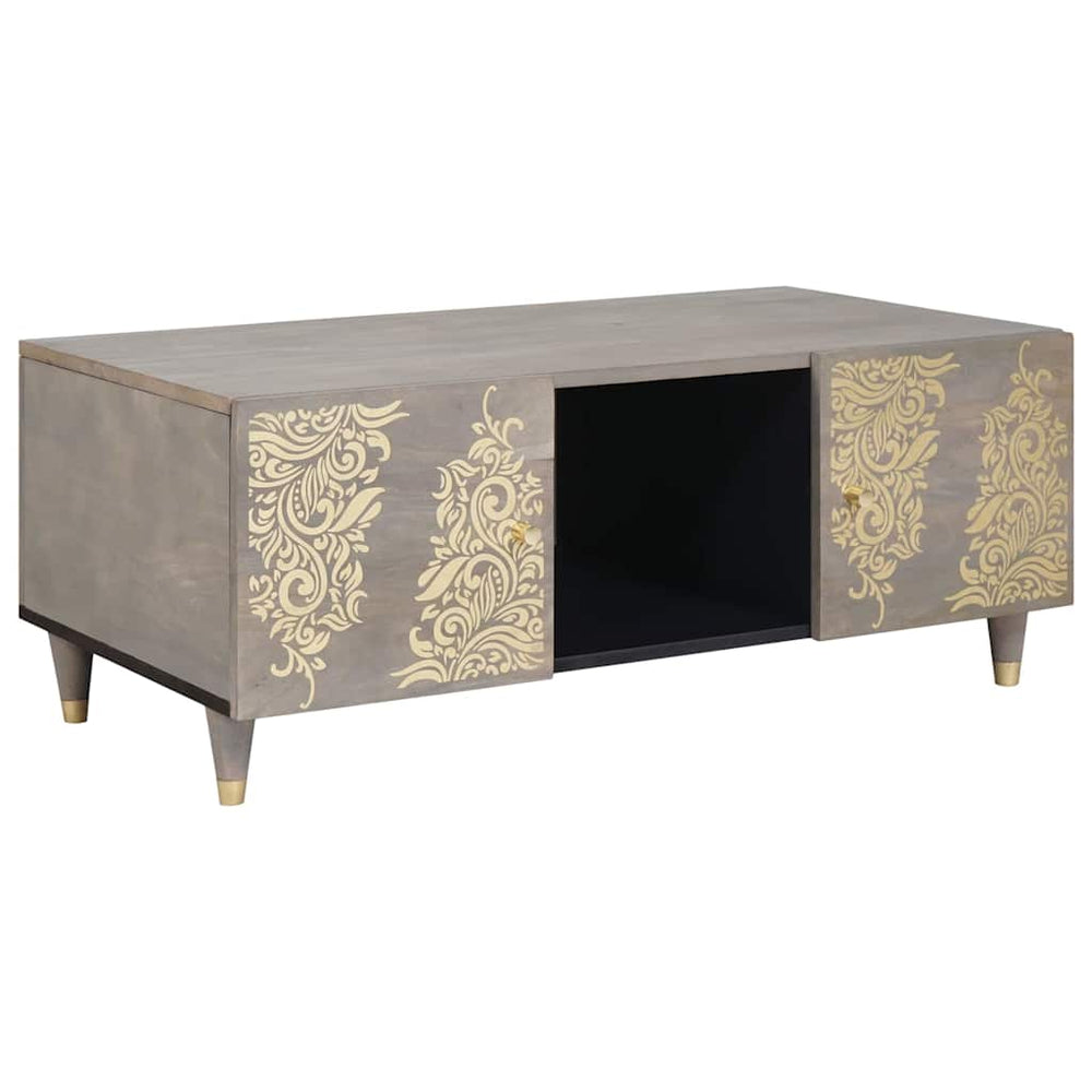Grauer Couchtisch Mango Massivholz 100x54 cm
