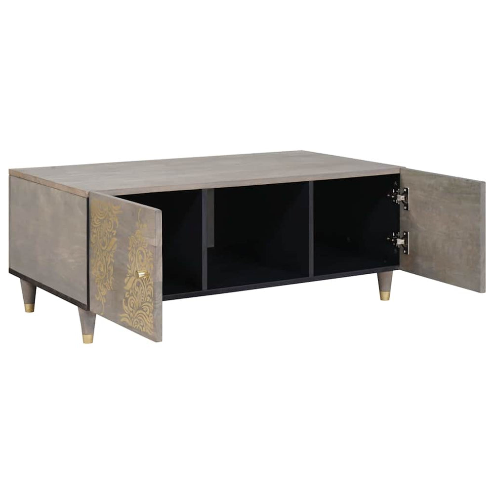 Grauer Couchtisch Mango Massivholz 100x54 cm