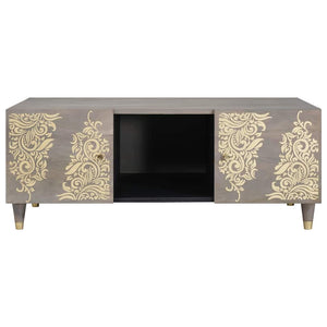 Grauer Couchtisch Mango Massivholz 100x54 cm