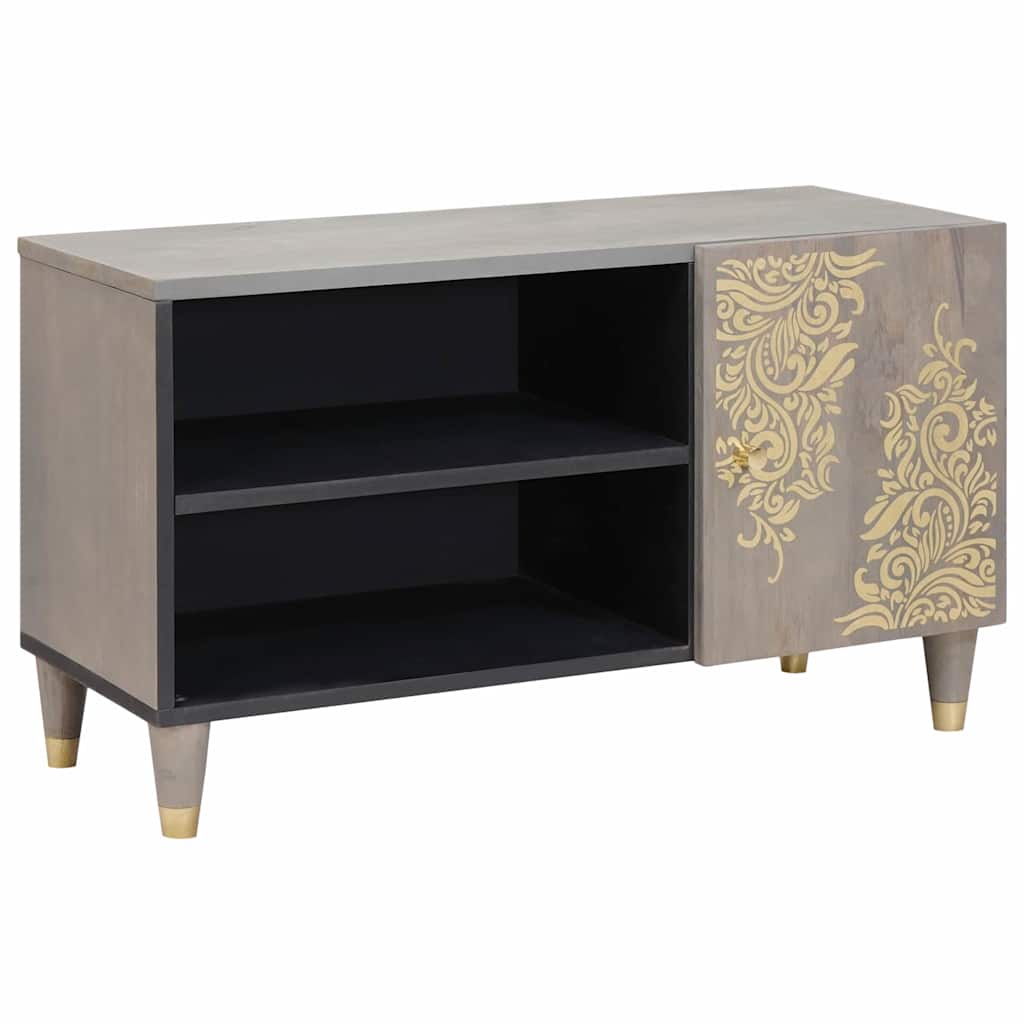 Grauer TV-Schrank Mango Massivholz 80cm