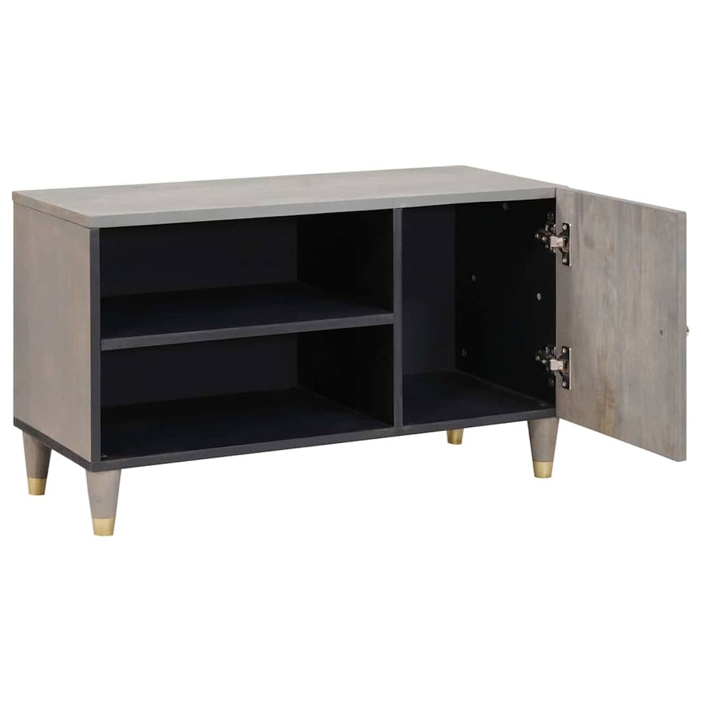Grauer TV-Schrank Mango Massivholz 80cm