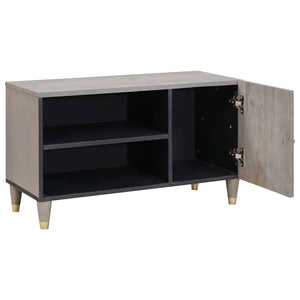 Grauer TV-Schrank Mango Massivholz 80cm