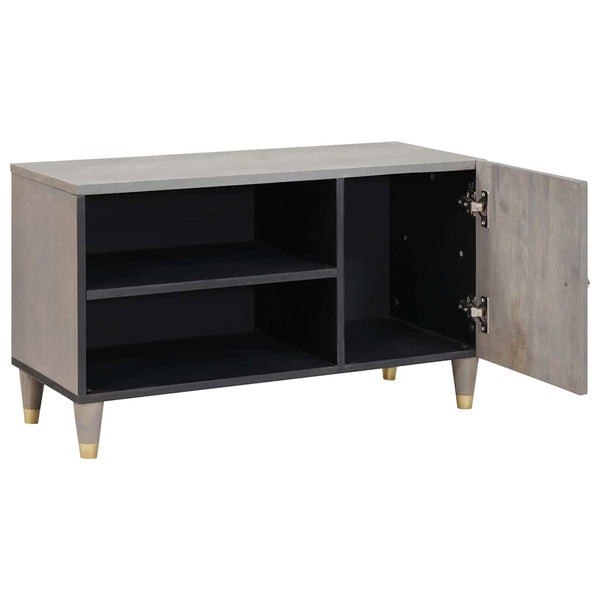 Grauer TV-Schrank Mango Massivholz 80cm