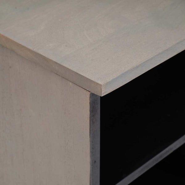 Grauer TV-Schrank mit Regal Mango Massivholz