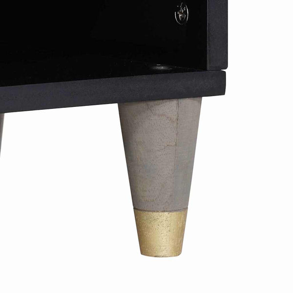 Grauer TV-Schrank mit Regal Mango Massivholz