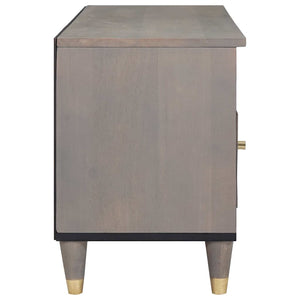 Grauer TV-Schrank mit Regal Mango Massivholz