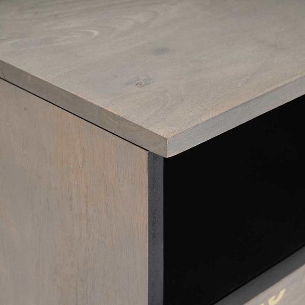 Grauer TV-Schrank Mango Massivholz 80 cm