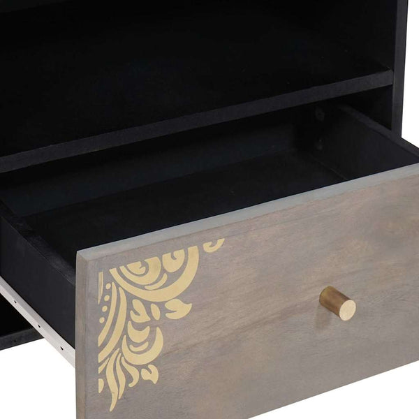 Grauer TV-Schrank Mango Massivholz 80 cm