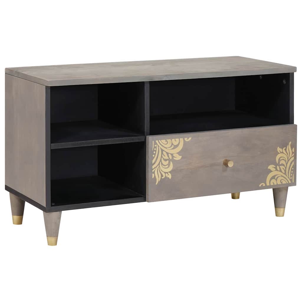 Grauer TV-Schrank Mango Massivholz 80 cm