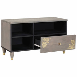 Grauer TV-Schrank Mango Massivholz 80 cm