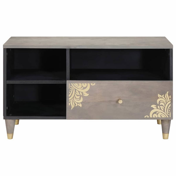 Grauer TV-Schrank Mango Massivholz 80 cm