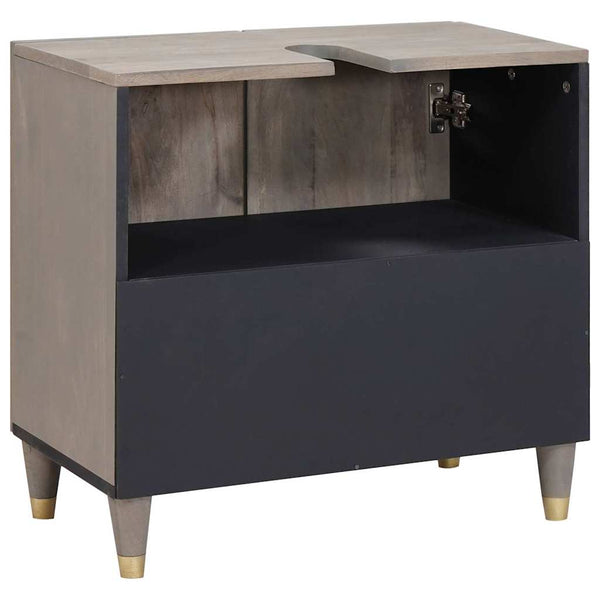Waschbeckenunterschrank Grau Mango Massivholz