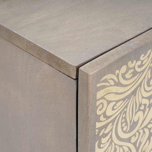 Grauer Badezimmerschrank Mango Massivholz 38x33x58cm