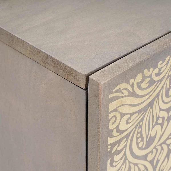 Grauer Badezimmerschrank Mango Massivholz 38x33x58cm