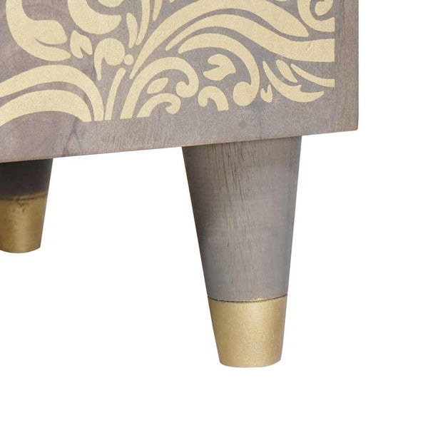 Grauer Badezimmerschrank Mango Massivholz 38x33x58cm