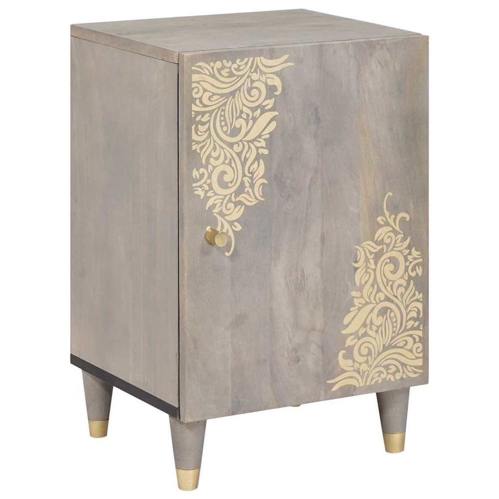 Grauer Badezimmerschrank Mango Massivholz 38x33x58cm