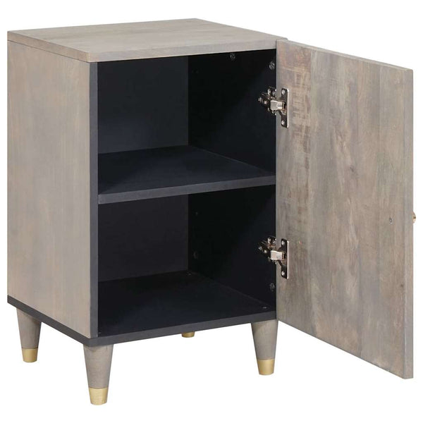 Grauer Badezimmerschrank Mango Massivholz 38x33x58cm