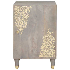Grauer Badezimmerschrank Mango Massivholz 38x33x58cm