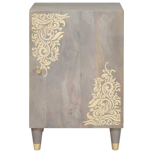 Grauer Badezimmerschrank Mango Massivholz 38x33x58cm