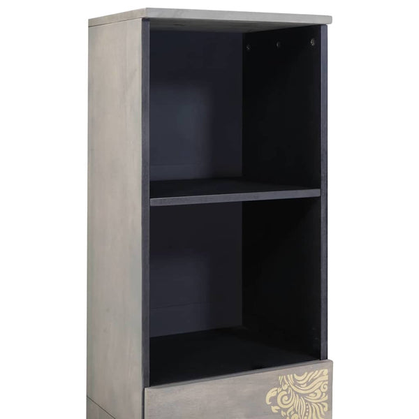 Grauer Badezimmerschrank Mango Massivholz