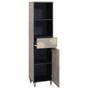 Grauer Badezimmerschrank Mango Massivholz