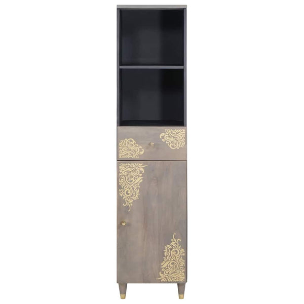 Grauer Badezimmerschrank Mango Massivholz