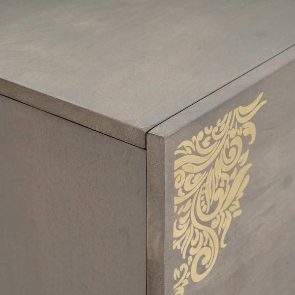 Sideboard Grau/Gold 80cm Mango Massivholz