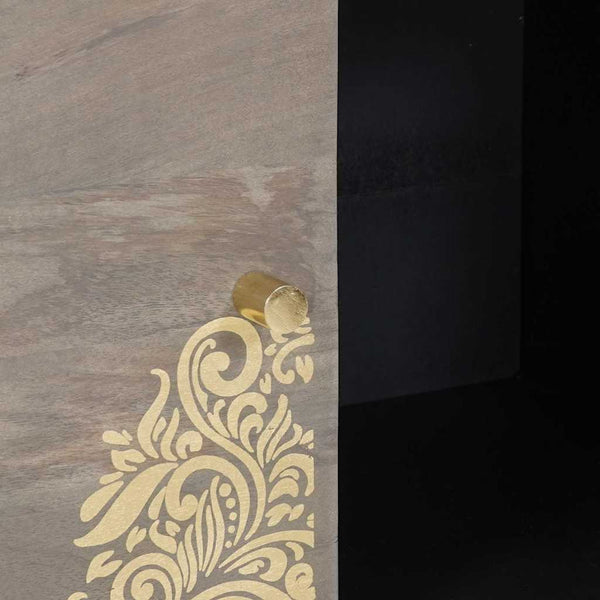 Sideboard Grau/Gold 80cm Mango Massivholz