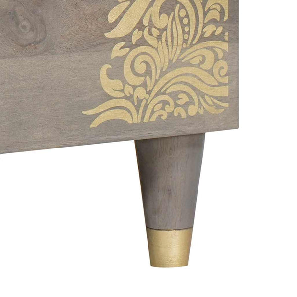Sideboard Grau/Gold 80cm Mango Massivholz