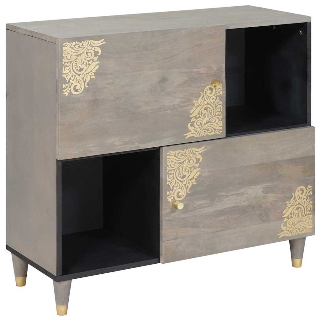 Sideboard Grau/Gold 80cm Mango Massivholz