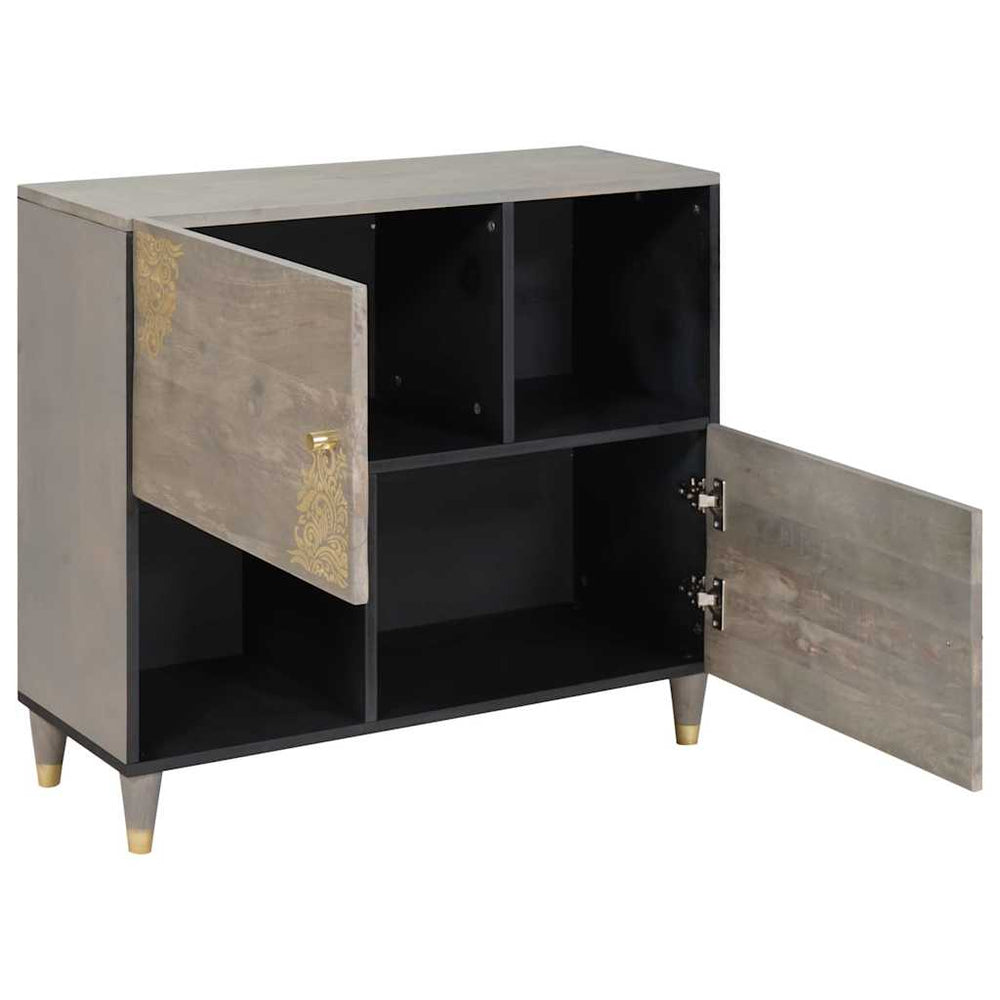 Sideboard Grau/Gold 80cm Mango Massivholz