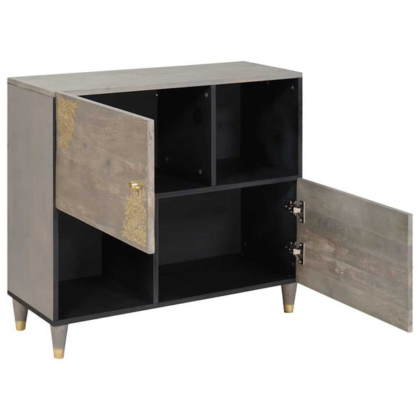 Sideboard Grau/Gold 80cm Mango Massivholz
