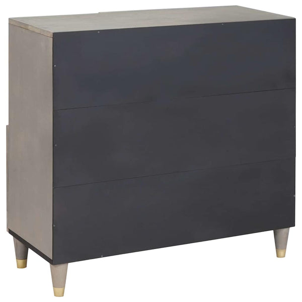Sideboard Grau/Gold 80cm Mango Massivholz