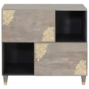 Sideboard Grau/Gold 80cm Mango Massivholz