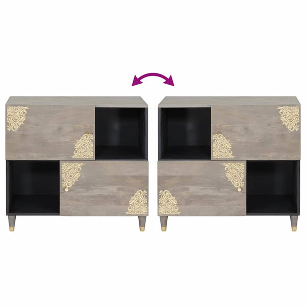 Sideboard Grau/Gold 80cm Mango Massivholz