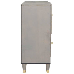 Sideboard Grau/Gold 80cm Mango Massivholz