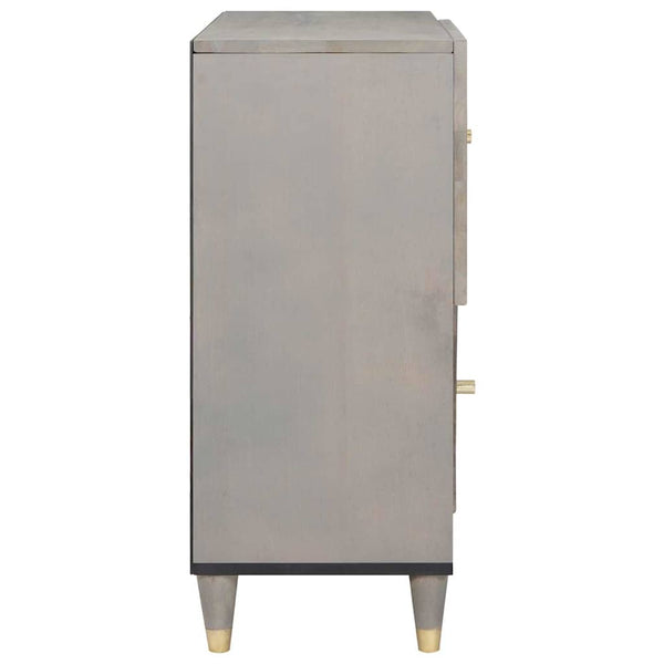 Sideboard Grau/Gold 80cm Mango Massivholz