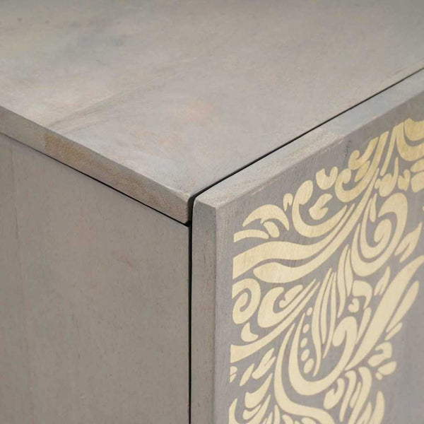 Sideboard Grau/Gold Mango Massivholz 90 cm