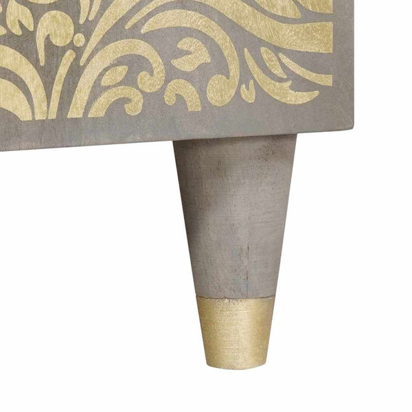 Sideboard Grau/Gold Mango Massivholz 90 cm