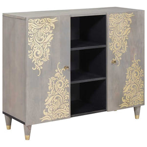 Sideboard Grau/Gold Mango Massivholz 90 cm