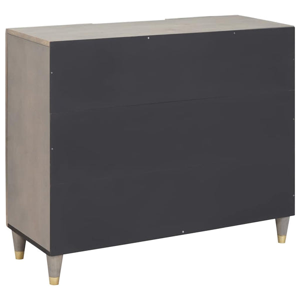 Sideboard Grau/Gold Mango Massivholz 90 cm
