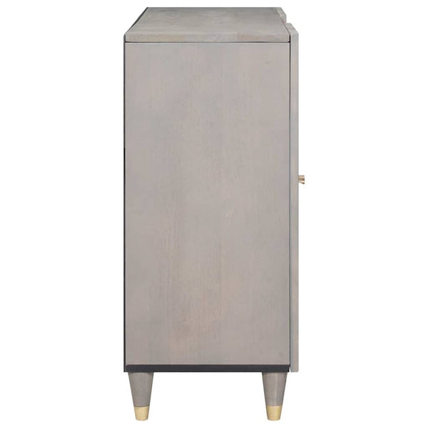 Sideboard Grau/Gold Mango Massivholz 90 cm