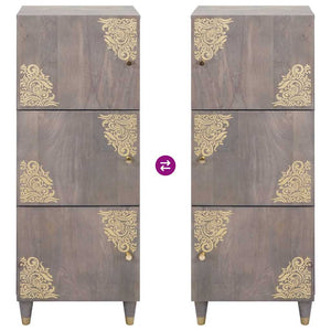 Graues und goldenes Highboard Mango Massivholz